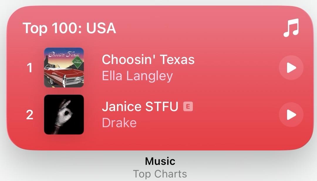 Apple Music widget.

Janice STFU 🅴
Drake